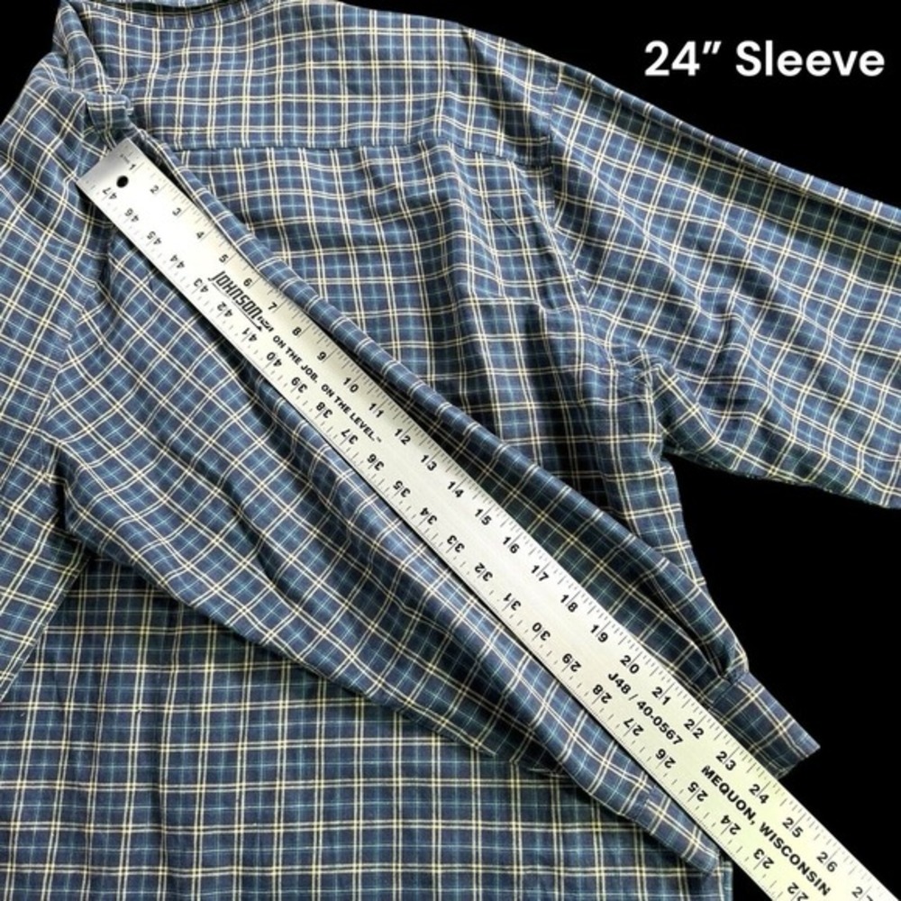 Faded Glory Authentic Button-Up Shirt Men's Long Sleeve Blue Plaid Size XL - Picture 9 of 10